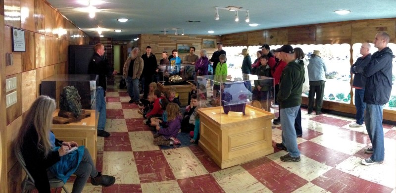 Students in exhibit room - Rice Northwest Rock and Mineral Museum.