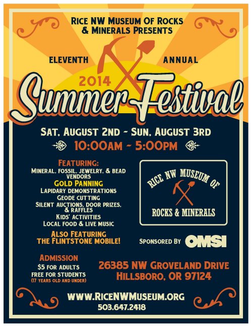 Summer Festival Flyer - Rice Northwest Rock and Mineral Museum.