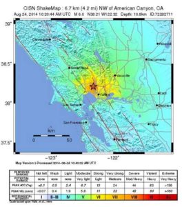 CISN ShakeMap of Napa Valley Earthquake.