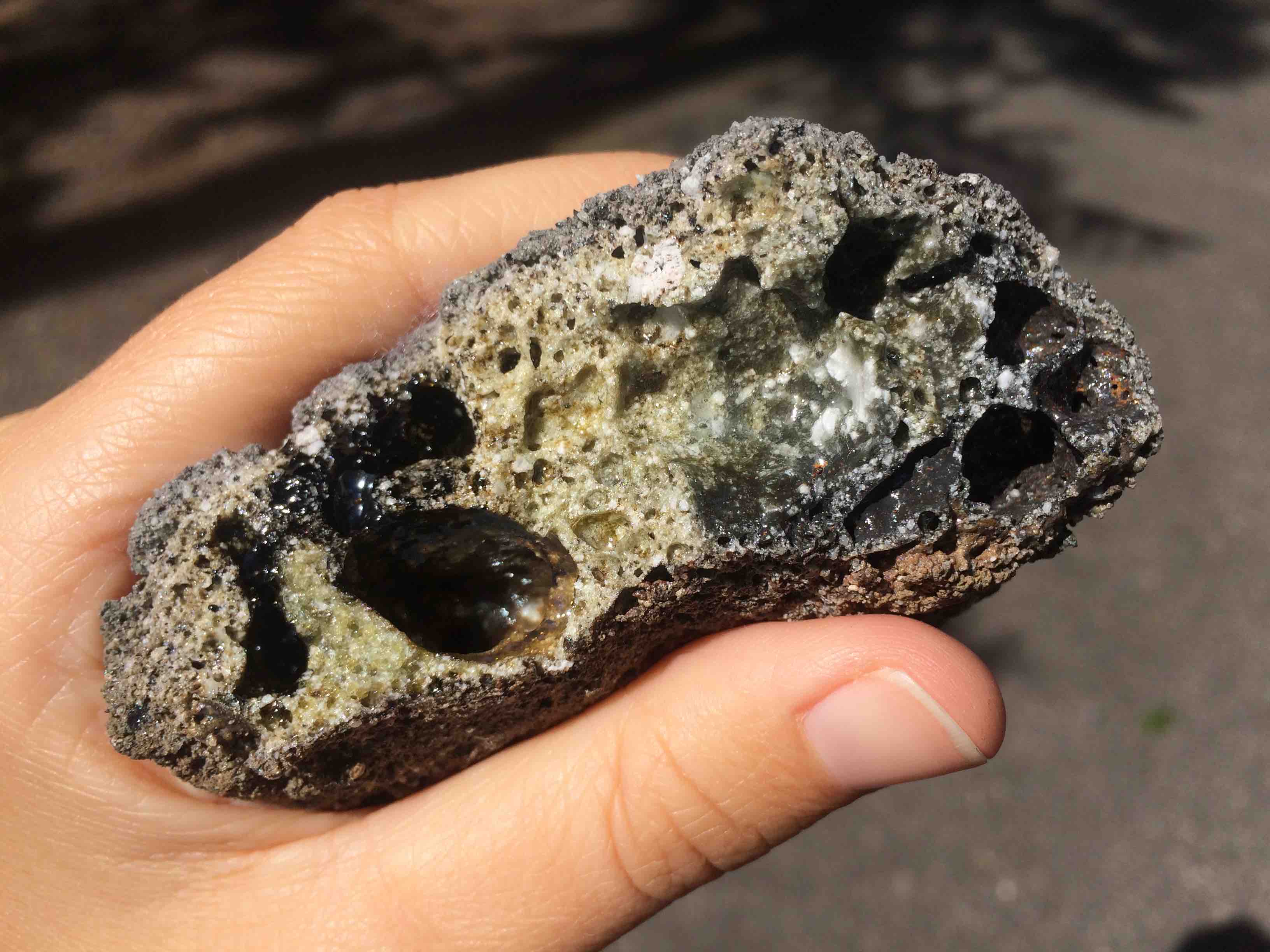 Fulgurite - green glass w/bubbles