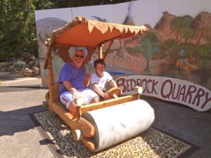 Posing in the Flintstone Mobile at the Rice Museum of Rocks and Minerals (3)