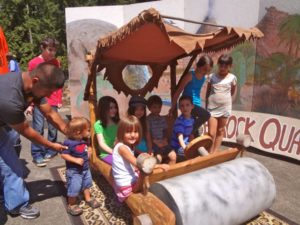 Posing in the Flintstone Mobile at the Rice Museum of Rocks and Minerals (5)