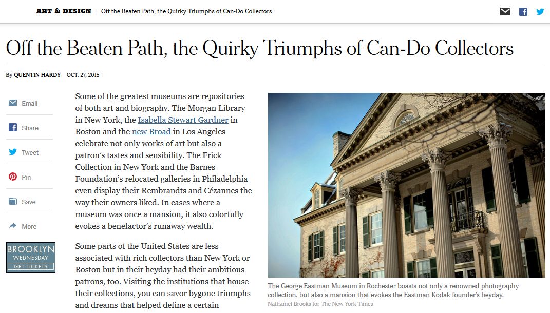 Image of the New York Times article featuring the Rice NW MUseum