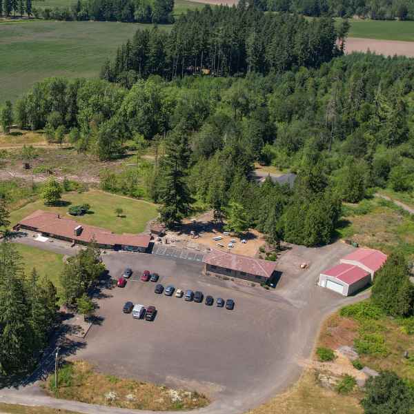 Aerial photo of the rice museum grounds